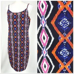 One Clothing Sleeveless Spaghetti Strap Dress Large Ikat
